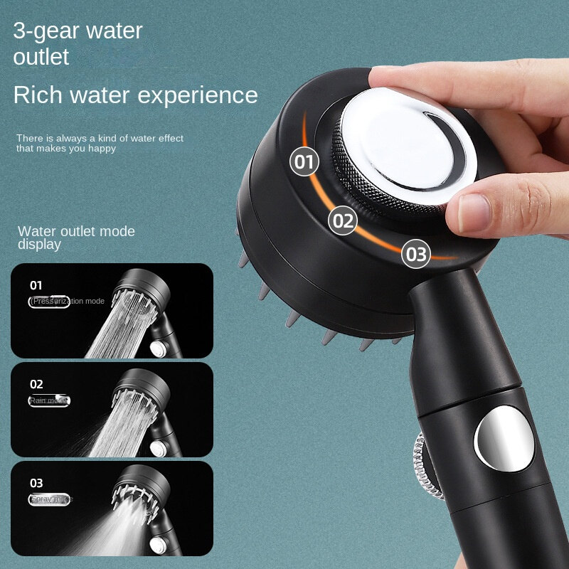 FLEWWER 4 in 1 / One-Click Water Stop Switch / Multi-Functional High Pressure Shower Head with Super Strong Rain Hose Holder 花洒