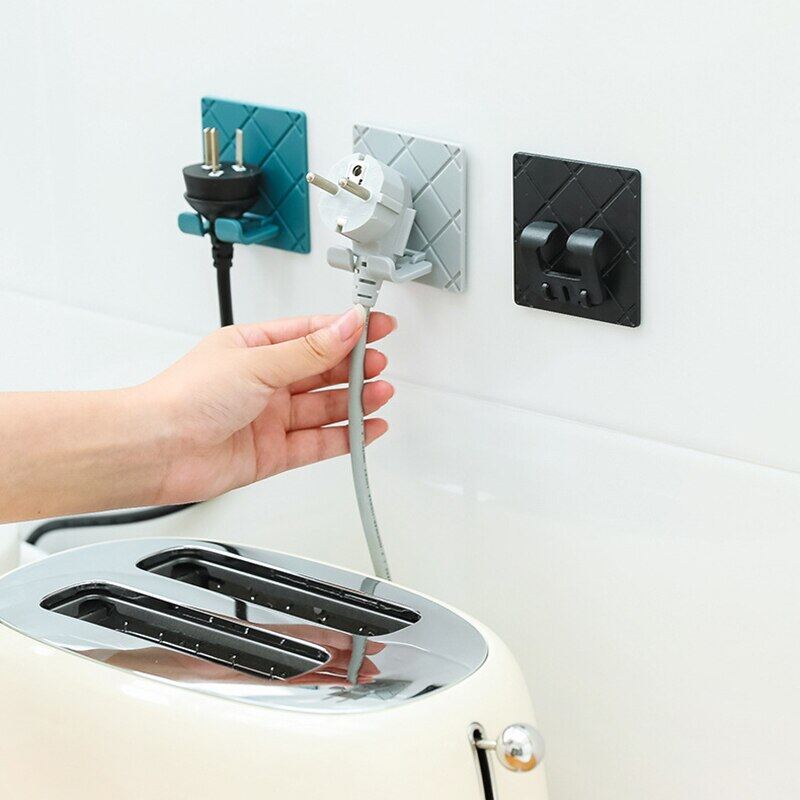 Kitchen Wall-mounted Hanging Wire Plug Hook Socket Power Cord Storage Rack Decor
