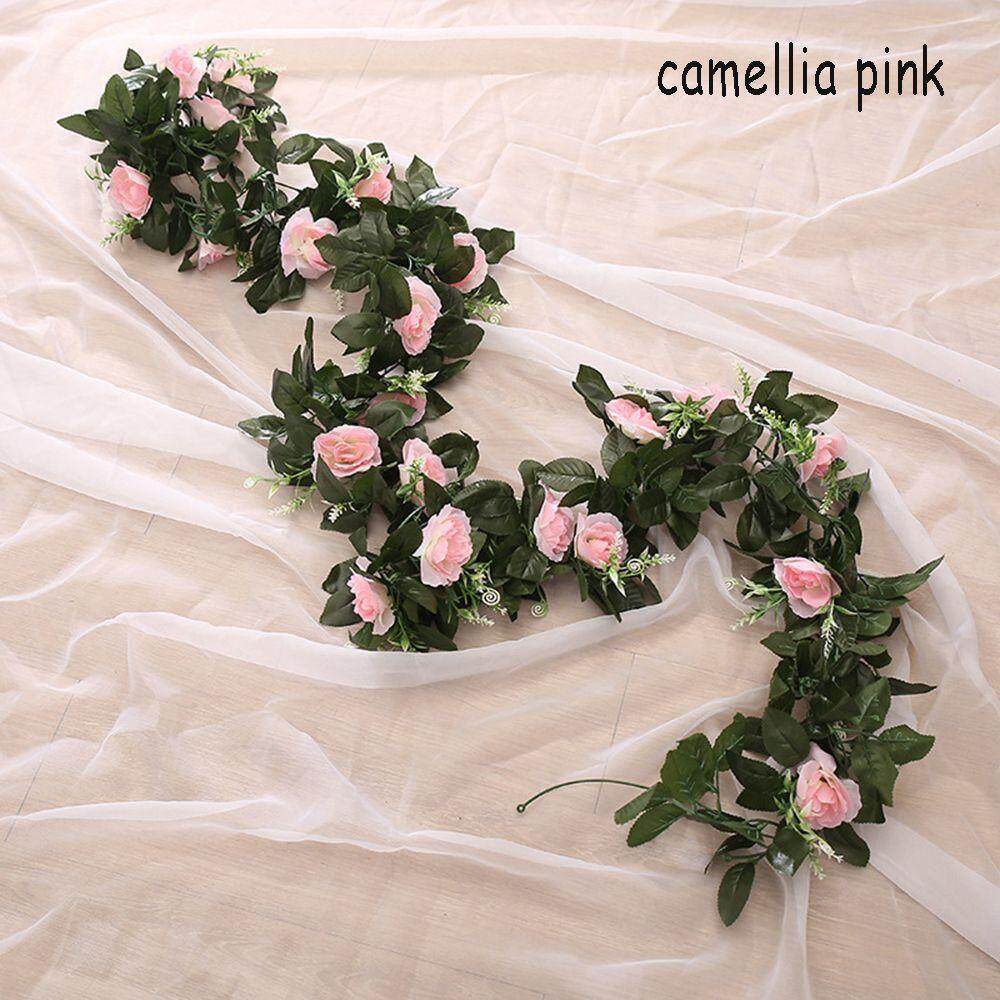 Green Leaves Wedding Party Ivy Vine Camellia Artificial Silk Roses Flowers