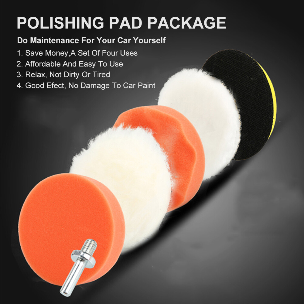 [Free Ship] 6PCS Car Polishing Pad Sponge Wool Polishing Disc 3"/4" Waxing Sponge Car Styling Polishing Disc with Backplate Drill Adapter