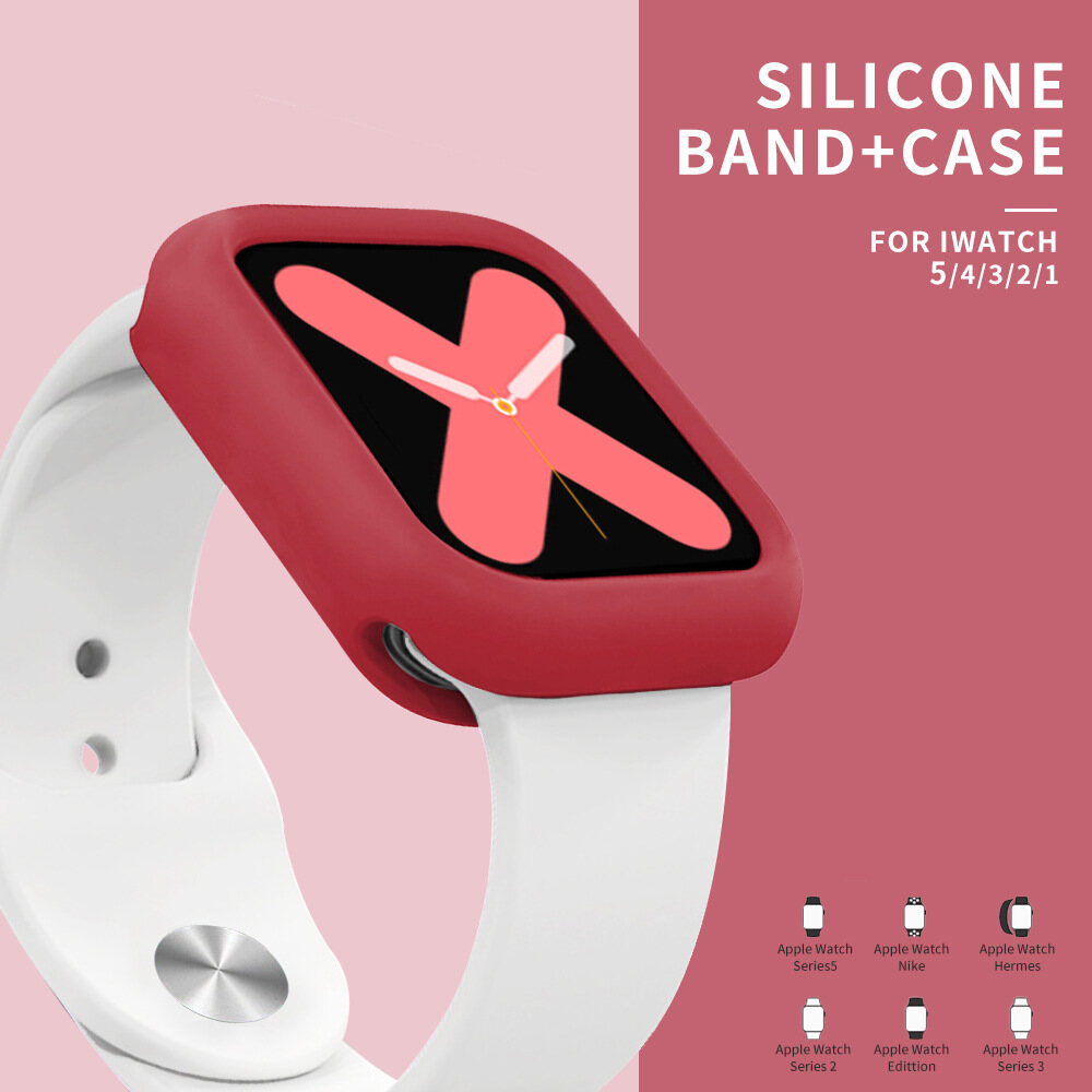 BassPal 2-in-1 Set Silicone Band+Case for i watch Series ultra 8 7 41MM/45MM/49MM 6 SE 5 4 44mm 40mm Replaceable Bracelet Strap for apple Watch Strap Series 321 42mm 38mm watch accessories