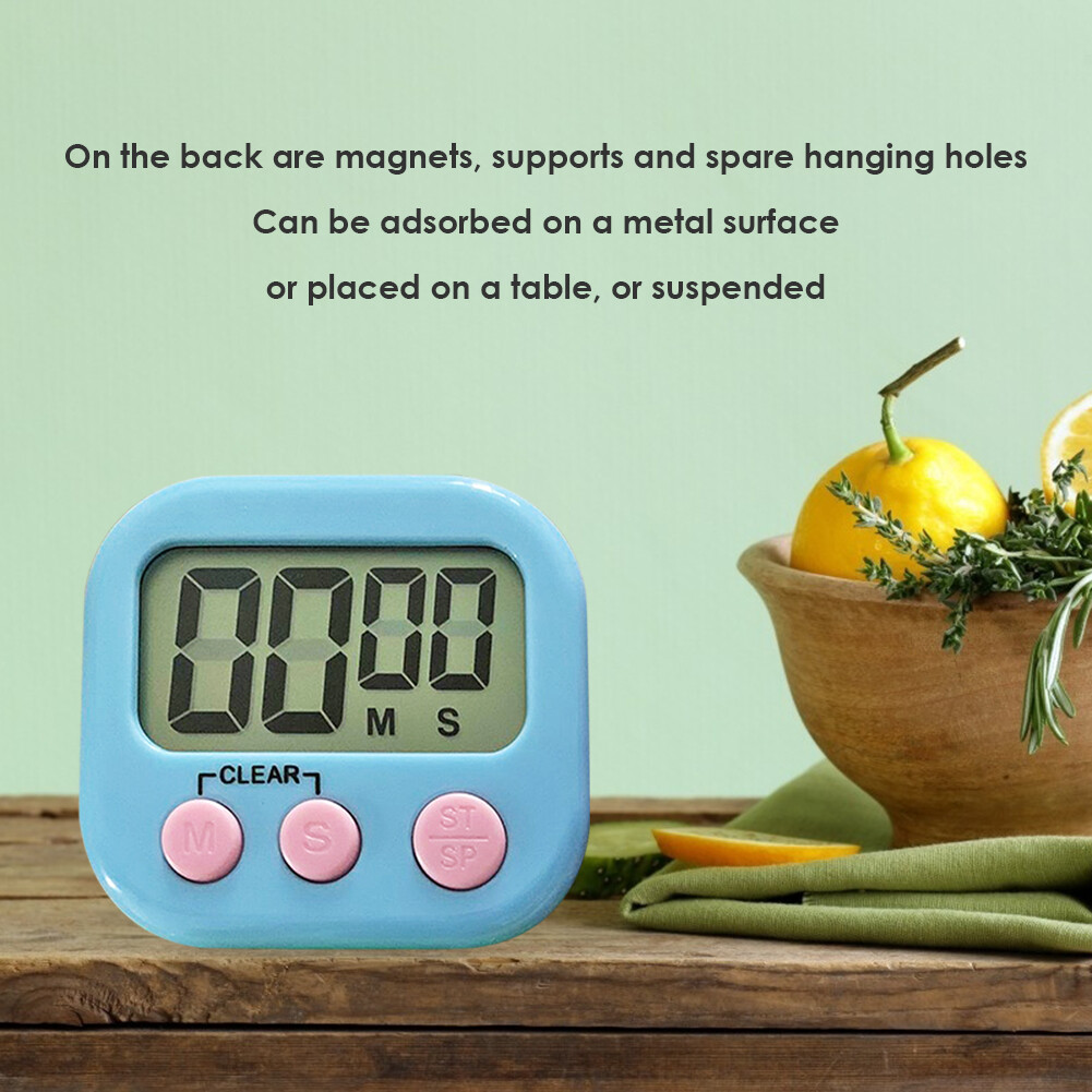 [Chinatera] Cute Mini LCD Electronic Digital Display Screen Timer Magnetic Kitchen Cooking Table Countdown Alarm Clock Stopwatch with Stand