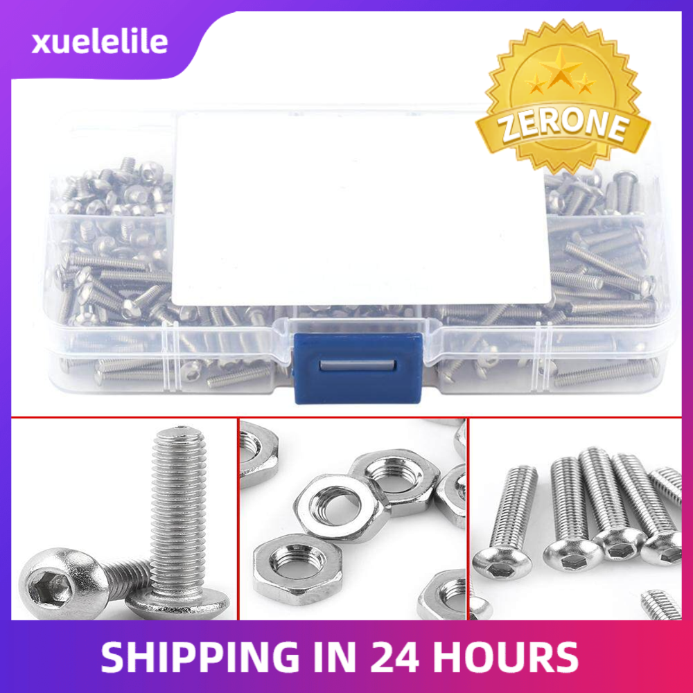 230pcs M3 Stainless Steel SS304 Hex Socket Button Head Screws Bolts and Nuts with Box