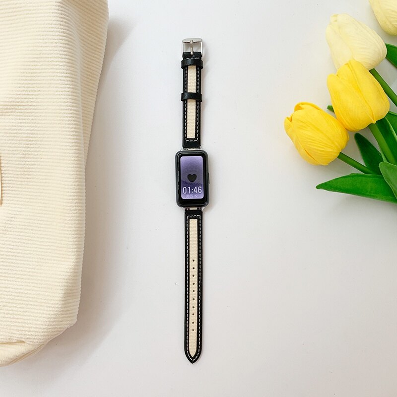 Leather Watch Band for Huawei Band 9 / 8 Smart Watch Huawei Band 7 6 / Xiaomi Mi Band 8 Watch Strap Bracelet Wristband Replacement Strap