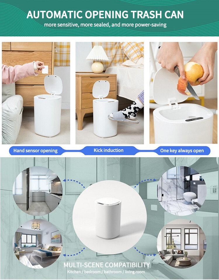 JIASHI Smart sensor trash can Automatic opening Sealed design No smell 12L Garbage classification can be used in the kitchen and bathroom of the household office
