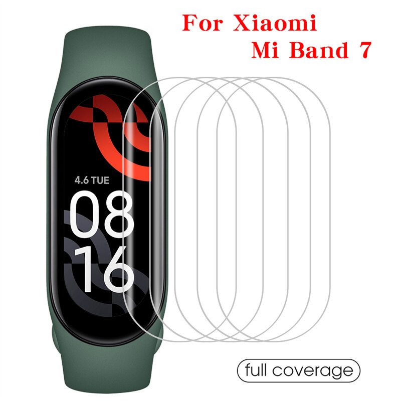 5Pcs Full Cover HD Transparent Smart Watch Screen Protector Bubble-free TPU Soft Hydrogel Film for Xiaomi Mi Band 7/7NFC