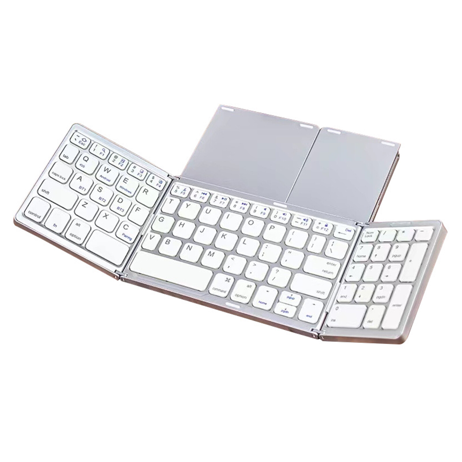 Large Storage B088 Foldable Keyboard Ergonomic Rechargeable Three Folding Long Battery Life with Number Pad Typing 81 Keys Laptop Tablet Bluetooth-compatible Wireless Keypad for iOS/for Android/for Windows Durable Bluetooth-compatible Keyboard