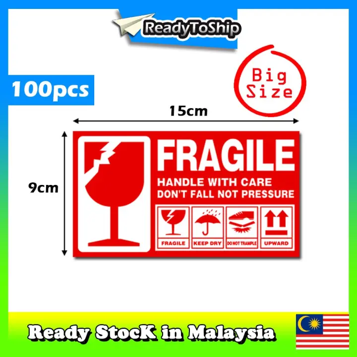 Fragile Sticker Fragile Label 15cm X 9cm 100pcs 200pcs Big Size Lazada