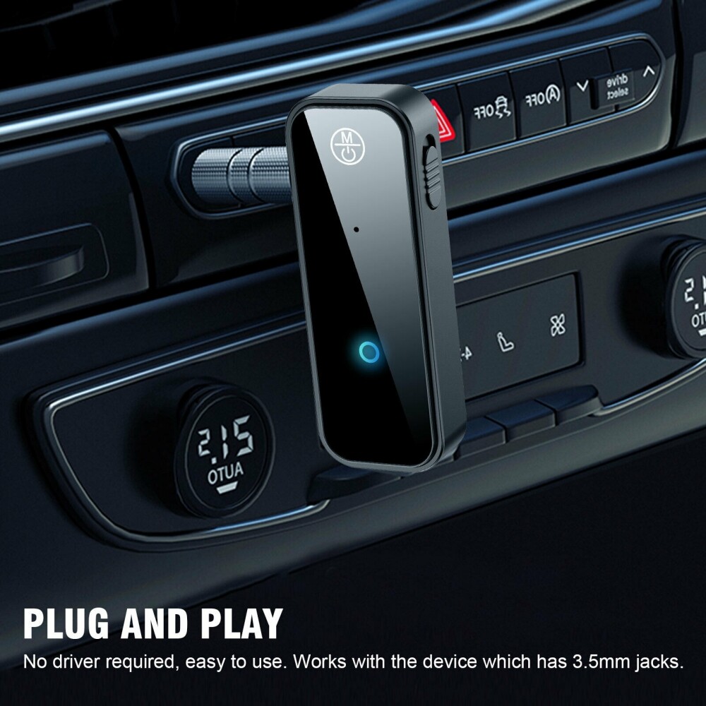 Bluetooth-compatible 5.0 2 in 1 Transmitter Receiver Car Wireless Audio Adapter USB 3.5mm Aux