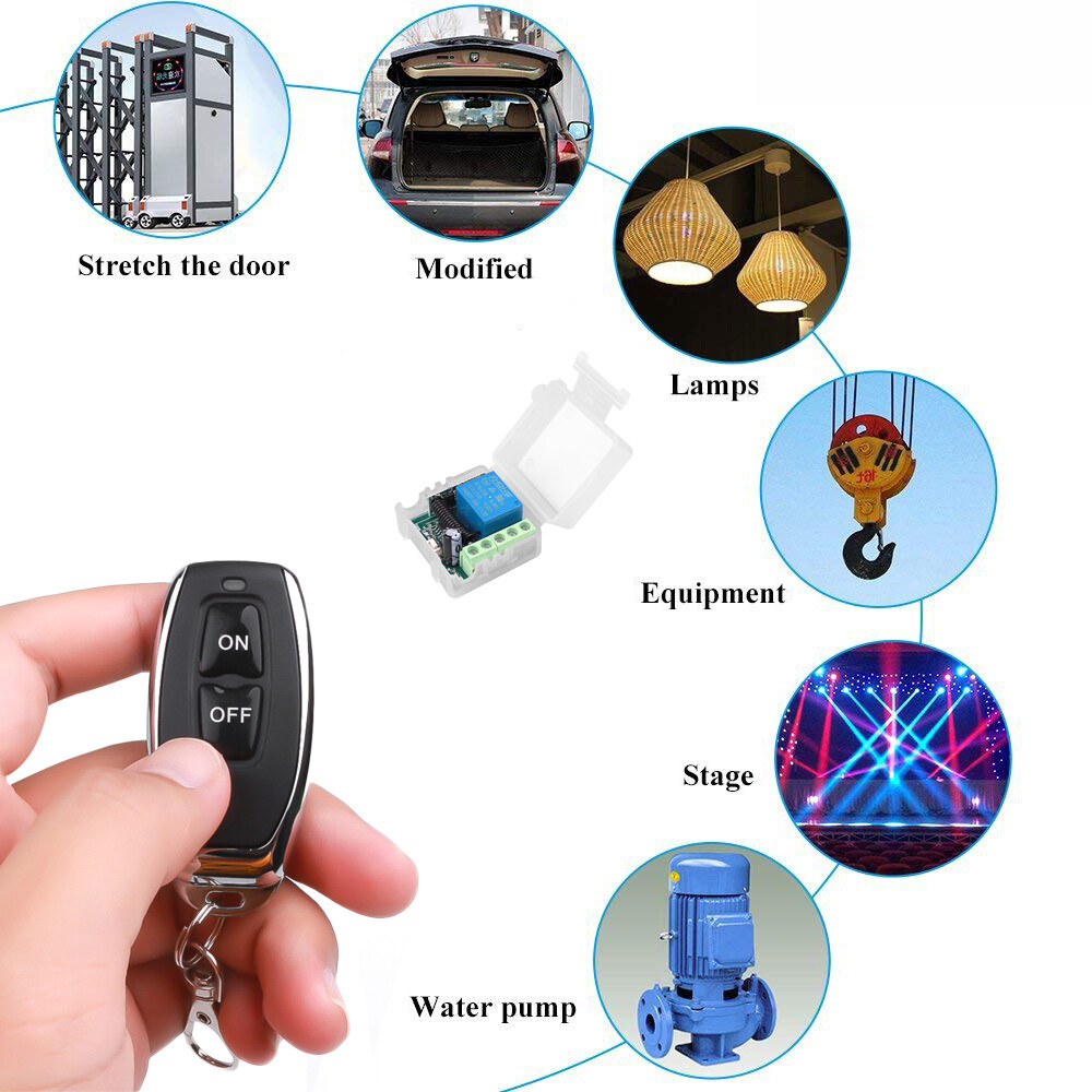 10PCS Universal 433MHz Wireless Remote Control Switch Kit with ON/OFF Receiver Module for Garage Door, Lights, Water Pump