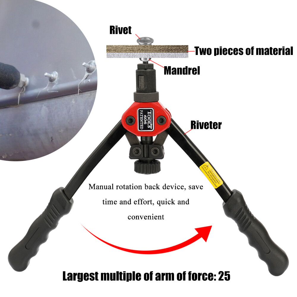 Nanwei 12in tiết kiệm lao động Máy tán đinh cầm tay BT-606 đôi chèn Hướng dẫn sử dụng đinh tán Máy riveting công cụ với các loại hạt