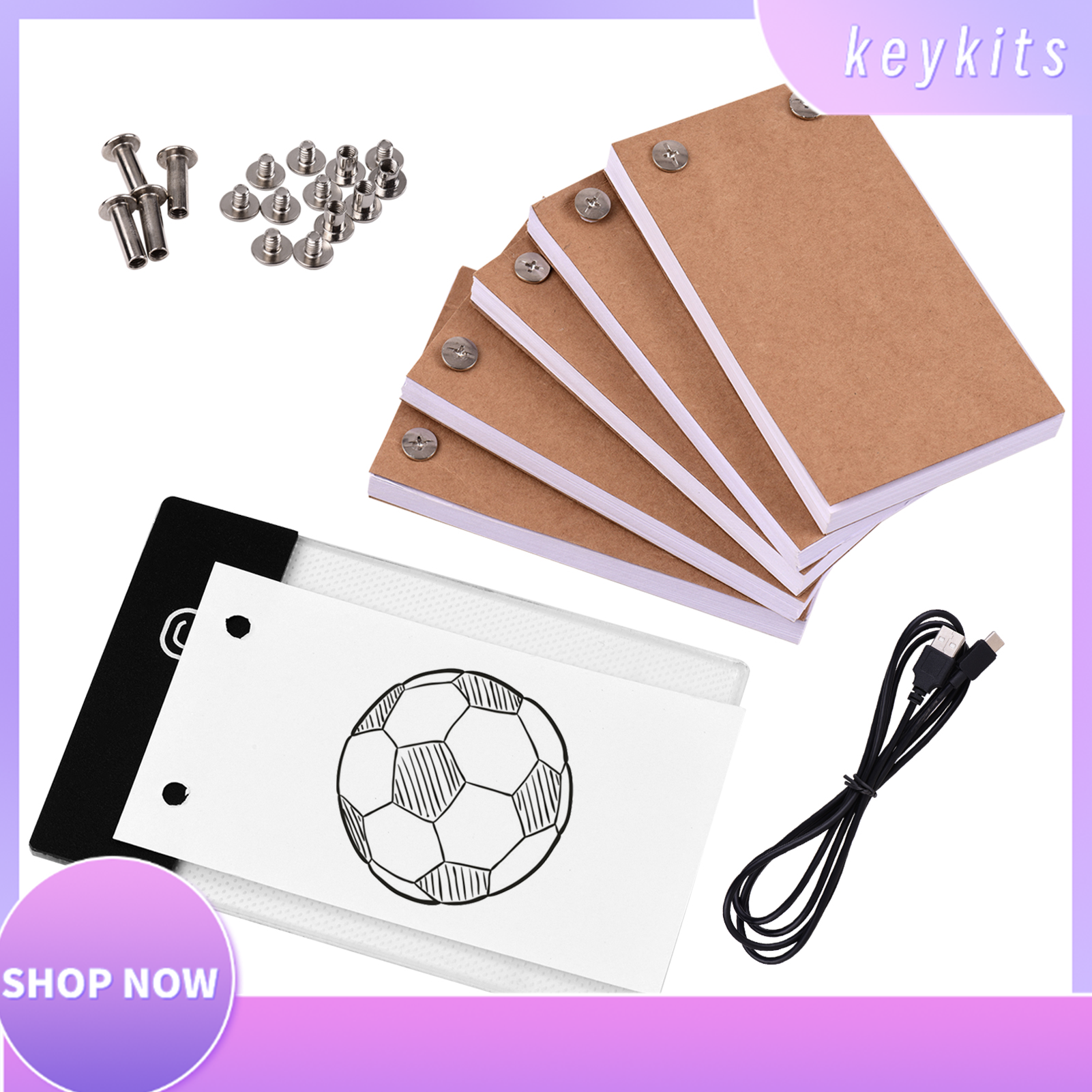 Flip Book Kit with Light Pad LED Light Box Tablet 300 Sheets Drawing Paper Flipbook with Binding Screws for Drawing Tracing Animation Sketching Cartoon Creation