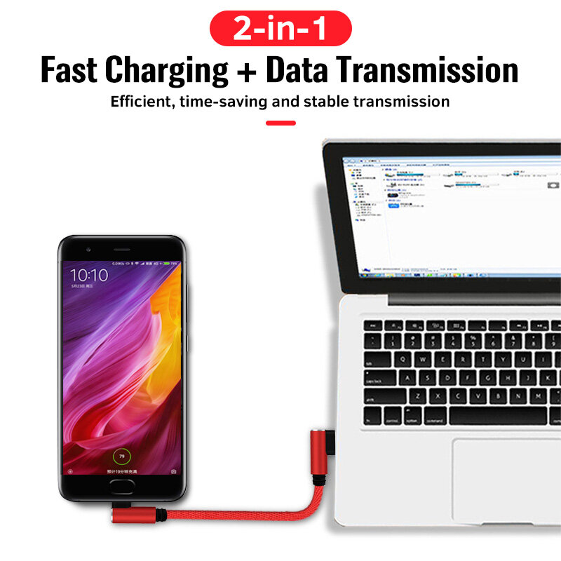 【YWZY】【Cửa Hàng Akula 】 1 Cáp Sạc Ngắn 25Cm, Cáp Khuỷu Tay Micro USB C Type-C Lightning 90 Độ