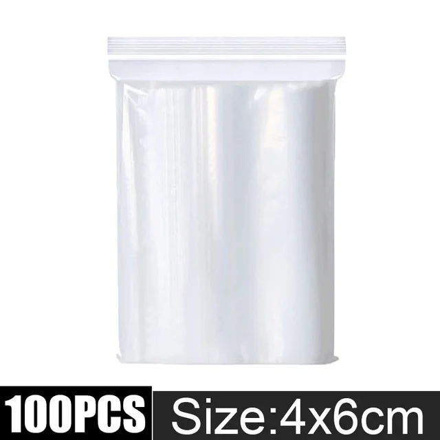 100Pcs Thicken Zipper Sealed Bags Clear Plastic Storage Bag for Small Jewelry Food Packing Reclosable Zippers Sealing Bag