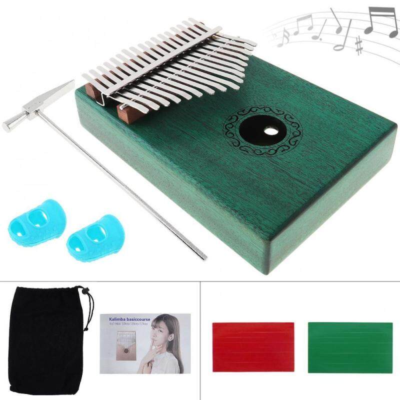 17 phím Xanh Kalimba Đơn Ban Gỗ Gụ Ngón Tay Cái Đàn Piano Mini Bàn Phím kèm Dụng Cụ Đầy Đủ Phụ Kiện