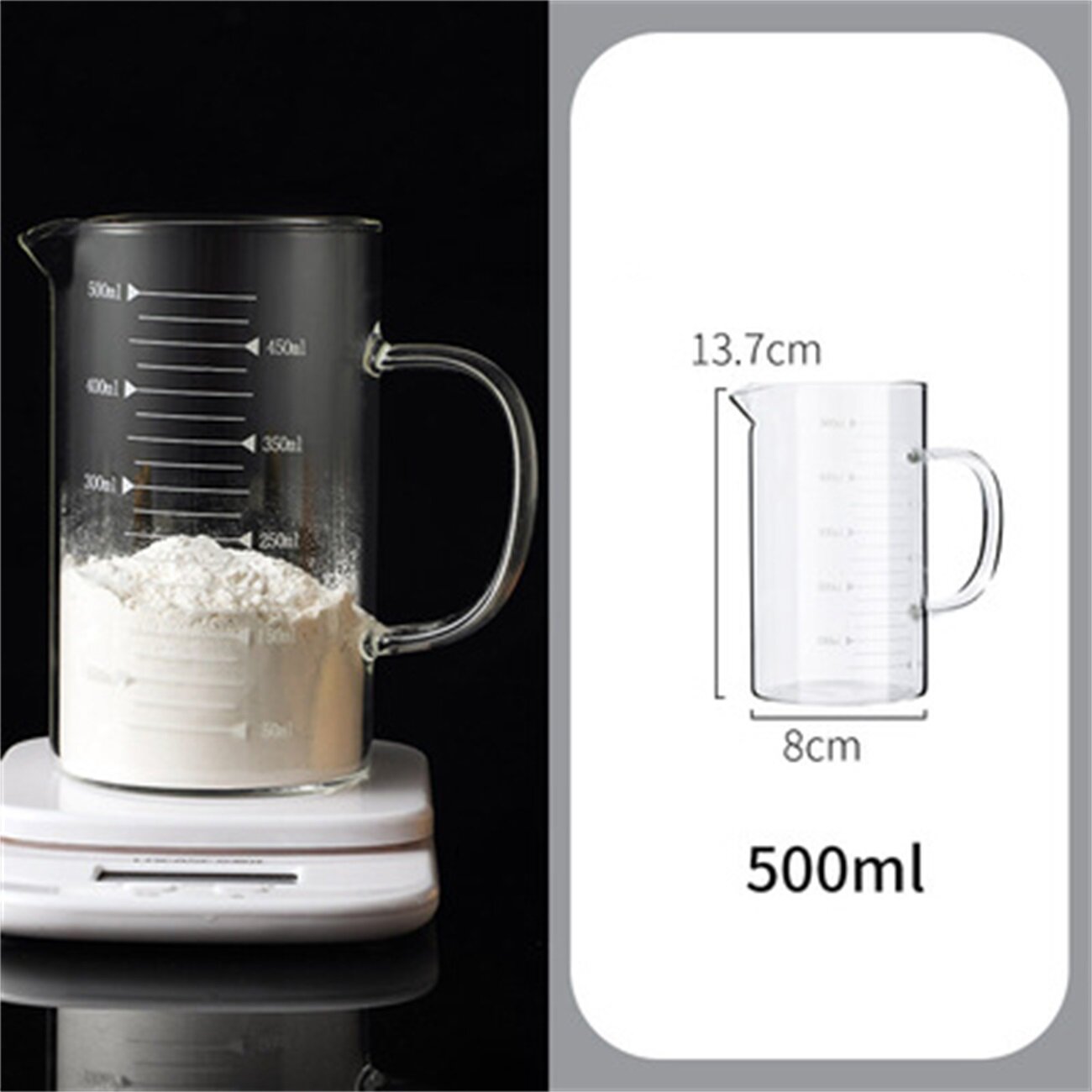 CNMF Glass Measuring Cup Clear Measuring Jug Kitchen Baking Tools 350ml/ 500ml/ 1000ml