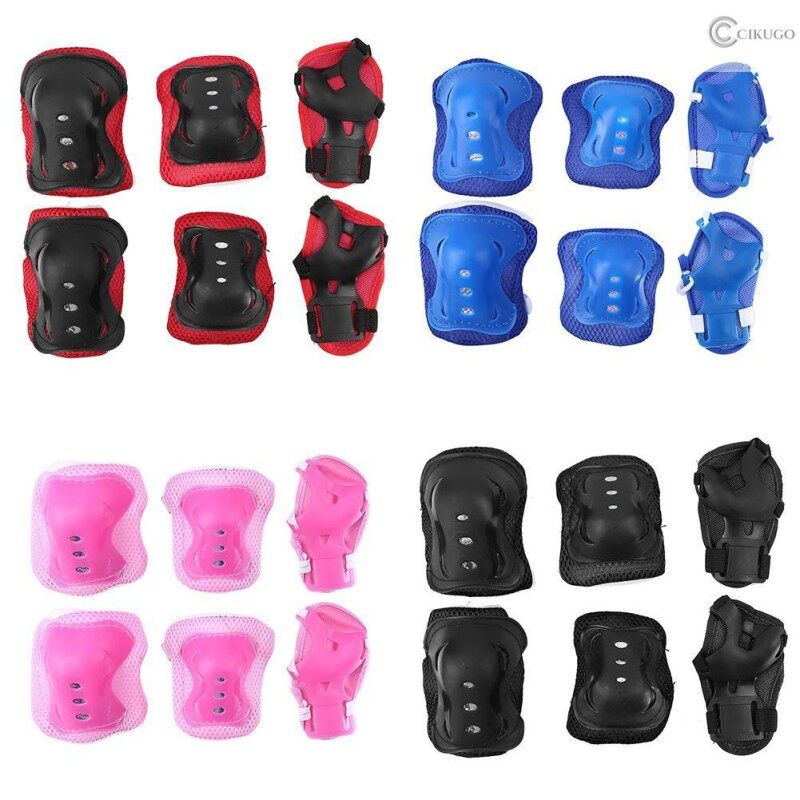 Phân phối 6 Cái/bộ Trượt Patin Cổ Tay Đầu Gối Đồ Bảo Vệ Khuỷu Tay Đặt Trẻ Em Cưỡi Bảo Vệ