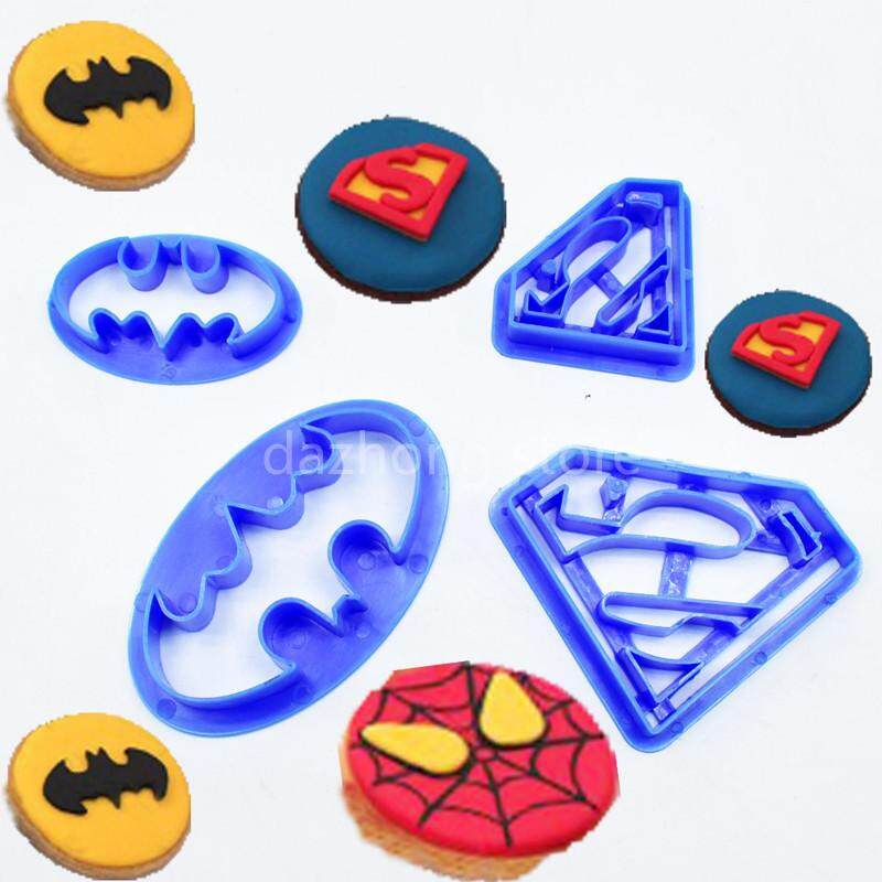 DZS 4 cái/bộ Siêu Anh Hùng Batman Và Superman Fondant Bánh Trang Trí Đường Cookie Bánh Quy Dao Cắt Bánh Ngọt Máy Nướng Dụng Cụ