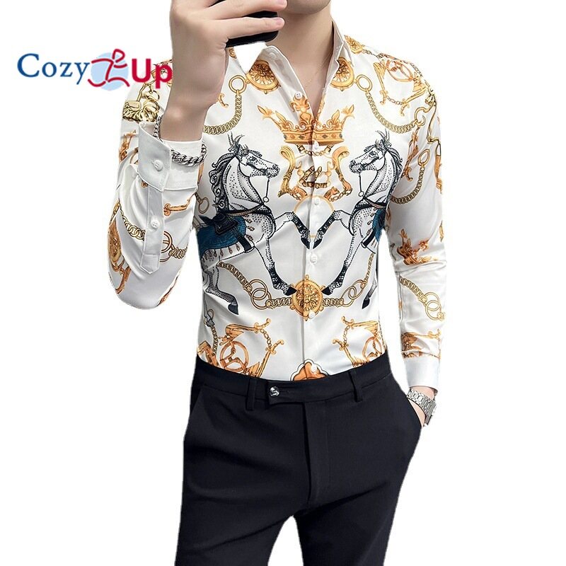 Cozy Up Long Sleeve Shirt Men Slim British Style Polyester Batik