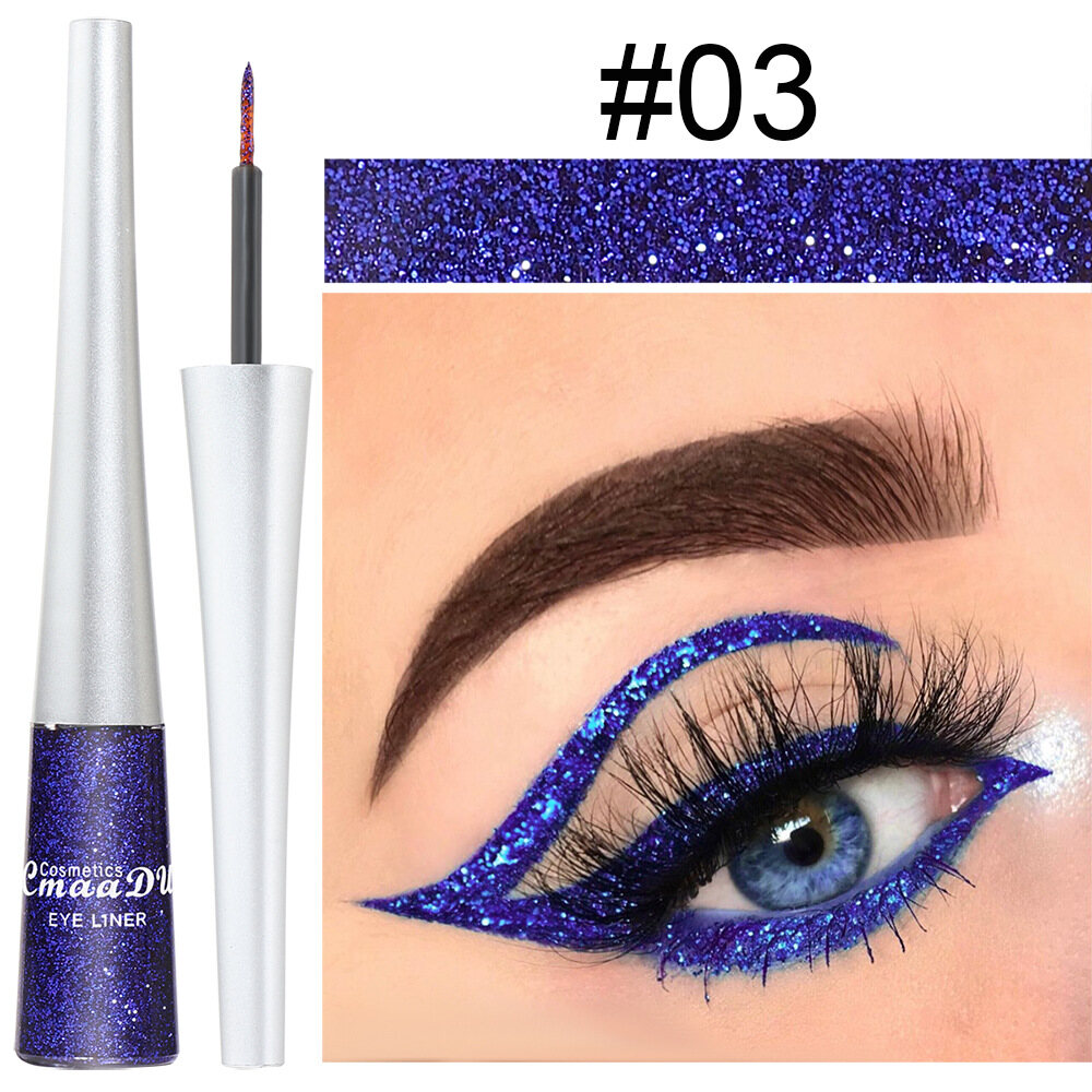 CMAADU 16 Colors Shiny Liquid Eyeliner Shiny Glitter Eyeliner Gel Quick-drying Long Lasting Non-smudge Eye Liner