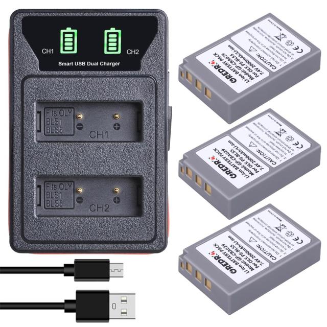 Zzooi 4pcs ps-bls5 bls50 battery with ps bls5 charger for olympus pen bls-50 e-pl2 e-pl5 e-pl6 e-pl7 e-pm2 om-d e-m10 ii