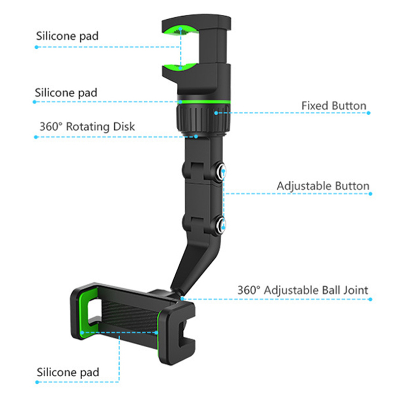 Car Phone Holder Rearview Mirror Mount 360 Rotate Hidden Navigation Hanging Bracket Multifunctional Stand Phone 4.0-6.1 Inch