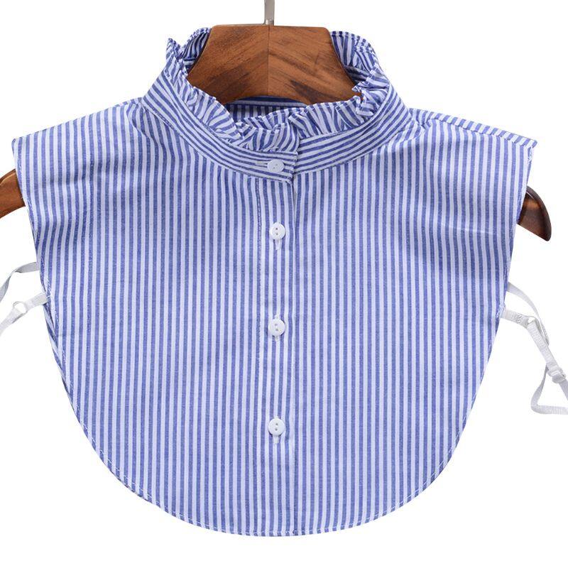 Women New Fashion Stripe Denim Lace Collar Shirt Fake Collar Tie Vintage Detacha