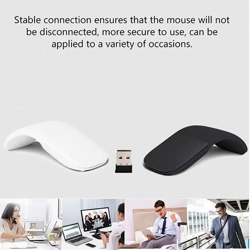 ZZOOI 1Pcs/2Pcs Folding Wireless/ Bluetooth Mouse Arc Touch Computer Mute Mouse Ergonomic Slim Laser Mice For MAC/OS Windows Microsoft