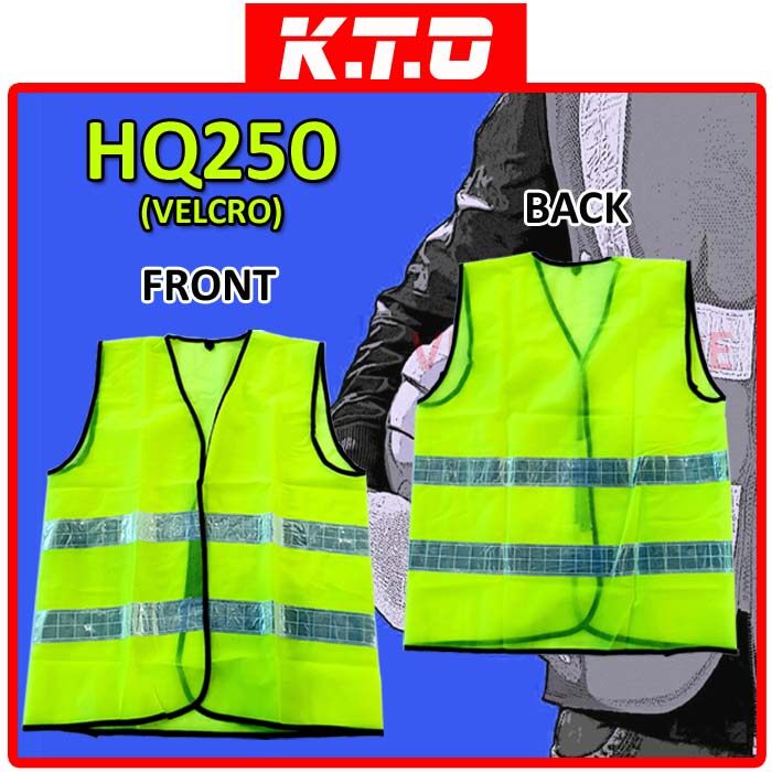 SAFETY VEST VELCRO CLOSURE WITH TWO LINE REFLECTIVE / JAKET KESELAMATAN