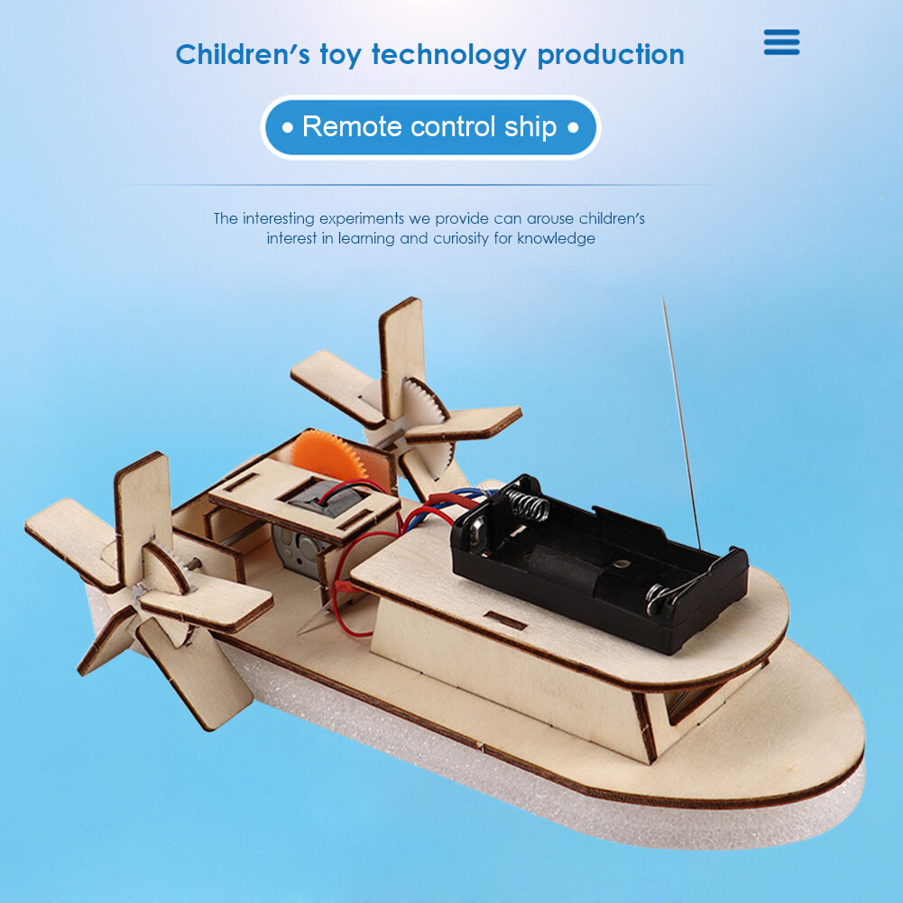 DIY Paddle Wheel Ship Model Kids Students Remote Control Assembling Toys