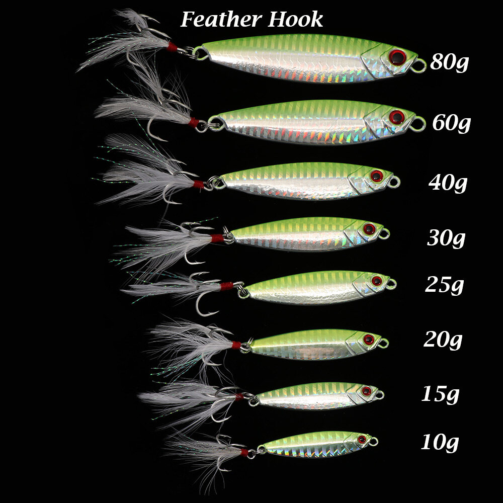 7 Jig Per Pesca A Forma Di Aringa - 1-1/2 Oz Non Dipinti Con Squame - Fatto A Mano USA