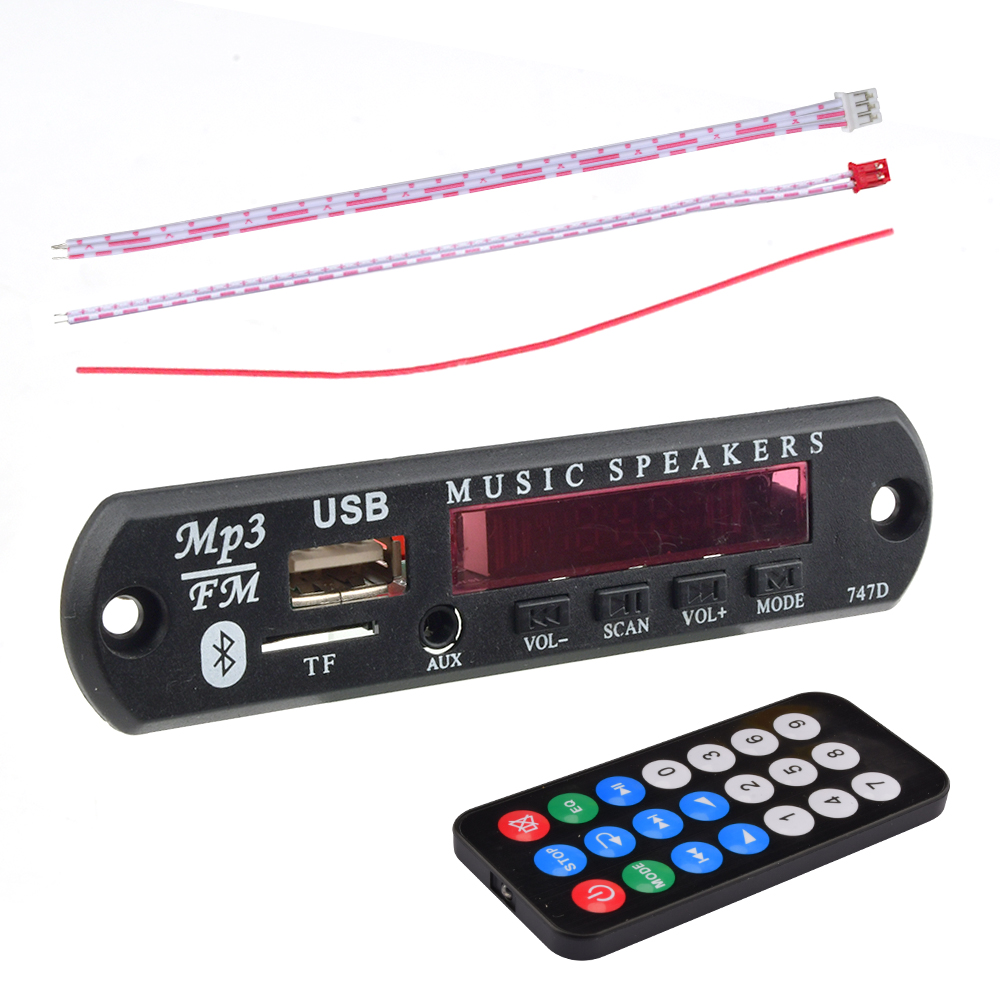 Aideepen 9V 12V BT 5.0 MP3 Decoder Board USB AUX SD FM Radio Lossless MP3/WMA/WAV/FLAC/APE Decoder Board Module Colors Screen Display