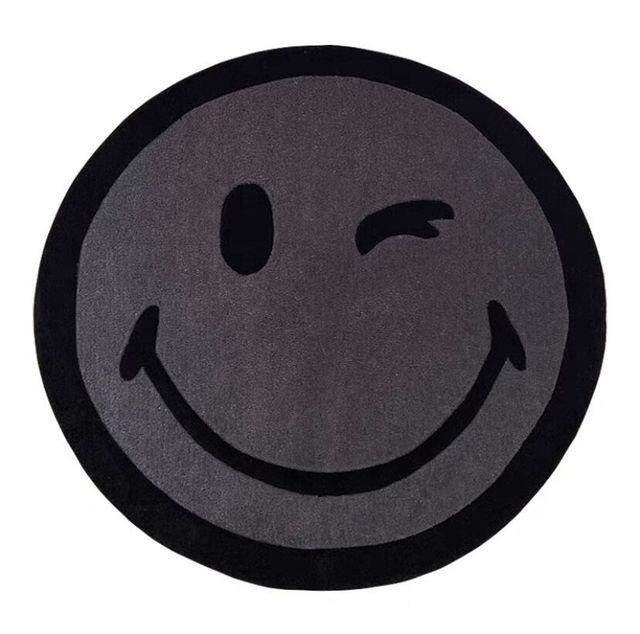 Smile Carpets Modern Yellow Smiley Round Carpet for Living Room Bedroom Children 39;s Room Rug Furry Floor Mat Kids Room Shaggy Mat