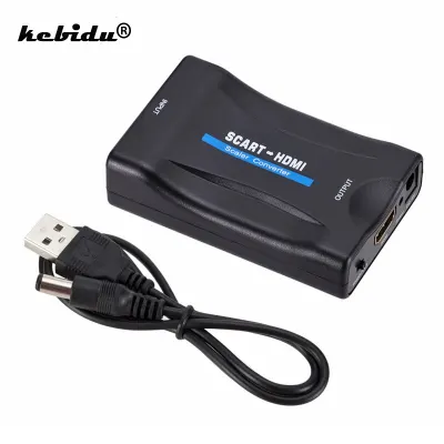 1080P SCART To HDMI-compatible Video Audio Upscale Converter Adapter for HD TV DVD for Sky Box STB Plug and Play DC Cable