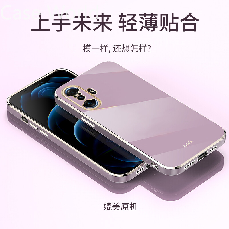 Square 6D Plating Soft Silicone Phone Case for Redmi K40Gaming Luxury Shockproof Bumper Full Camera Cover for Redmi K40 Gaming