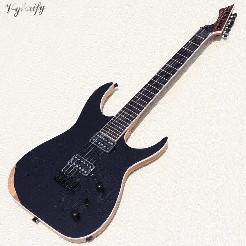 Guitarra Elétrica Artesanal De 6 Cordas, novo Reka Bentuk Afiado De Cabeça De Violão 39 Polegadas Tubinário De Madeira Preto Fosco Malaysia