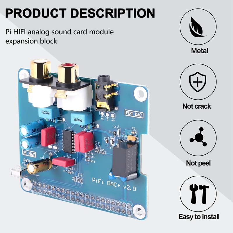 PIFI Digi DAC+ HIFI DAC Audio Sound Card Module I2S interface for Raspberry pi 3 2 Model B B+ Digital Audio Card Pinboard V2.0 Board SC08