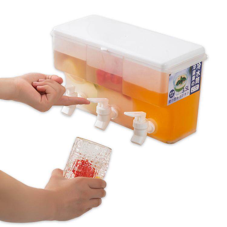 Fridge Drink Dispenser Cold Water Container With Faucet 3Chamber