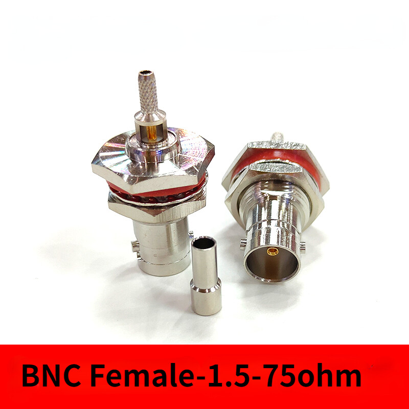 Brass bnc female 75ohm 50ohm crimp connector bnc female bulkhead jack mount connector waterproof for rg316 rg 174 rg58 rg142 rg400 lmr195 lmr100 q9 female cable rf connector coaxial cable