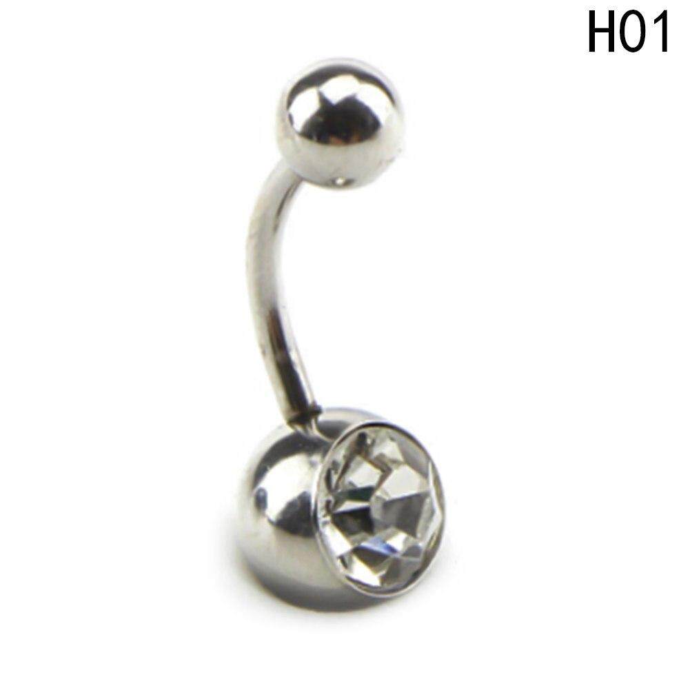 Meiyang 5 Buah Berlian Imitasi Anti Alergi Sederhana Kursi Titanium Belly Button Cincin Tindik Pusar 12 Warna