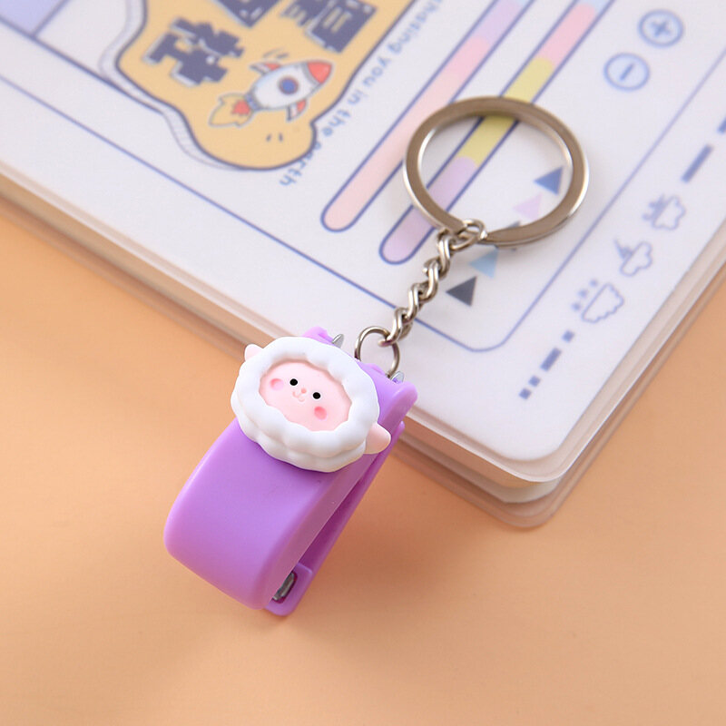 Cartoon Animal Mini Stapler Cute Portable Stapler Keychain Binding Tool File Organizer Office Stationery School Student Supplies