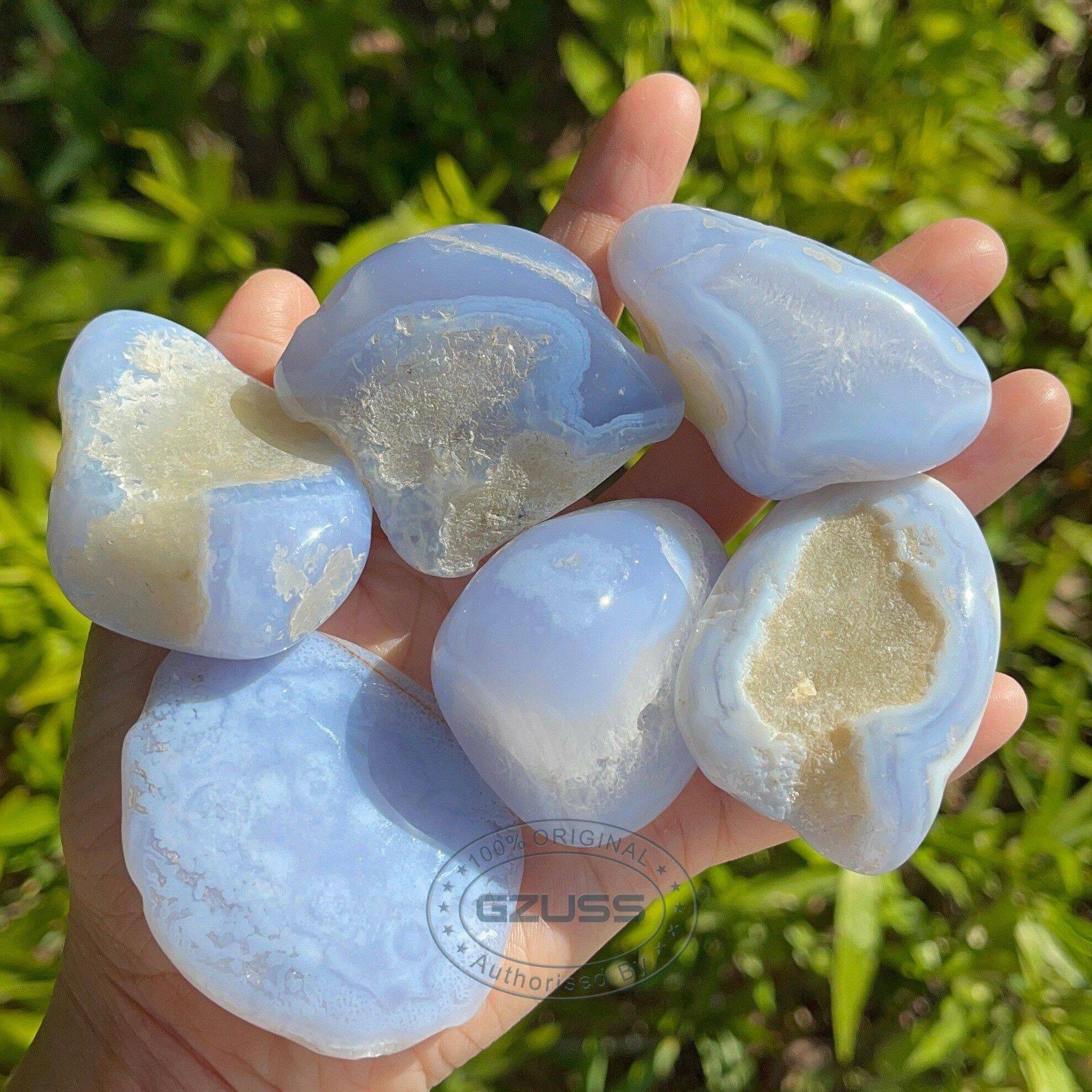 Đá tự nhiên mã não ren màu xanh dương tự nhiên
