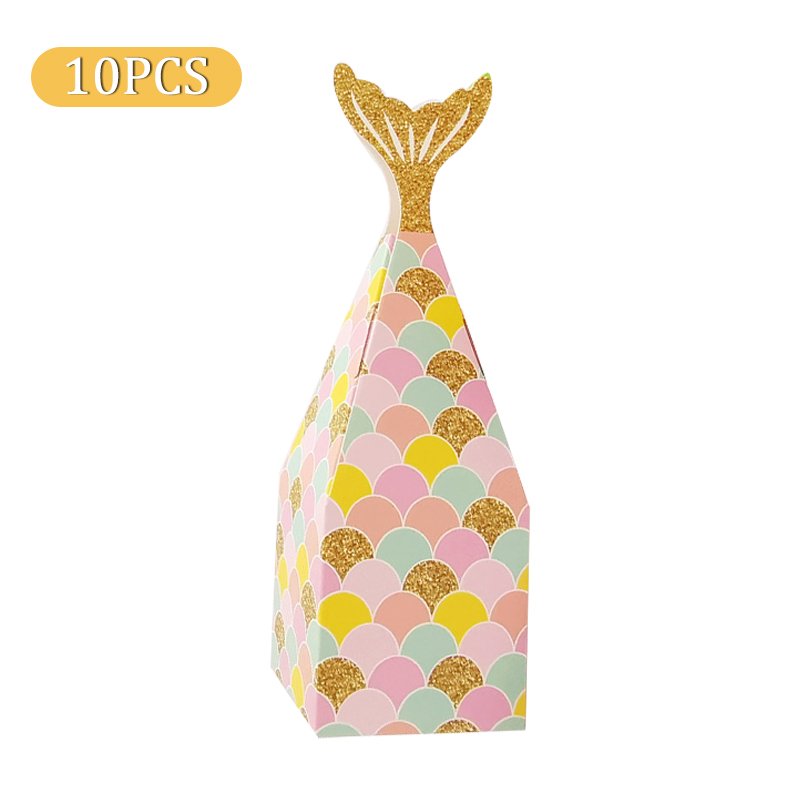 Feizhen 10Pcs Mermaid Tail Paper Candy Box Gift Bags Popcorn Boxes Kids ...