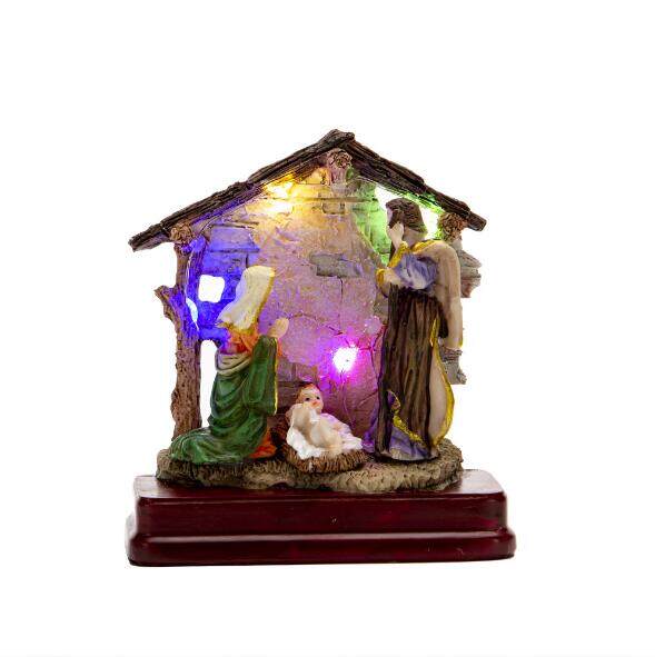 Nativity Scene Set Lighted Christmas Nativity Figurines With Stable