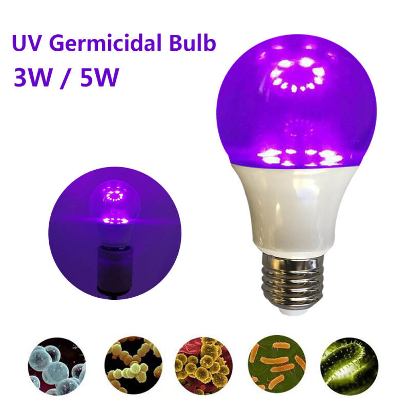 Bóng Đèn Cực Tím LED 3W 5W, Bóng Đèn Diệt Khuẩn Linh Hoạt Cho Tủ Quần Áo, Giá Để Giày