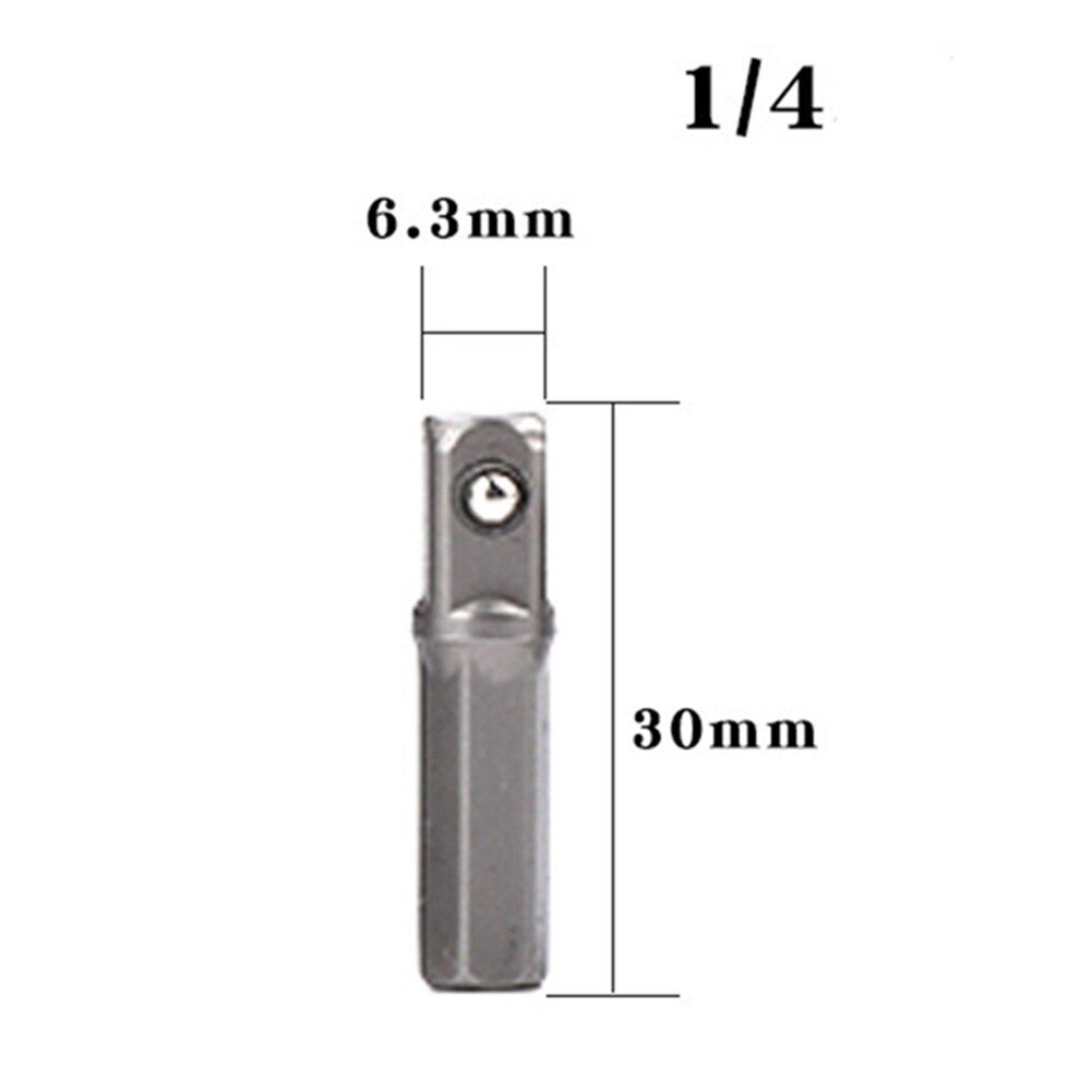 1/4" Socket Adapter Adapter Chrome Vanadium Steel Driver For Impact Driver Hex Shank To Square Socket Extension