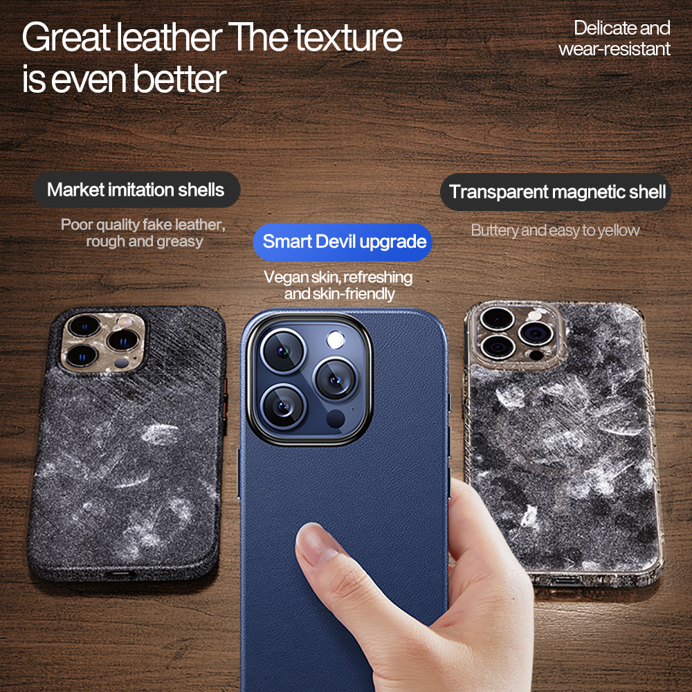SmartDevil Magsafe Vegan Leather Phone Case For iPhone 15 Pro Max Case iPhone 15 Pro iPhone 15 Plus iPhone 15 Shockproof all-inclusive Mobile Phone Casing