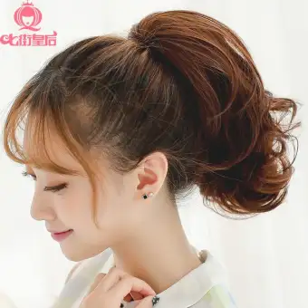 Natural Black Wig Female Long Hair Ponytail Lady Wig Short
