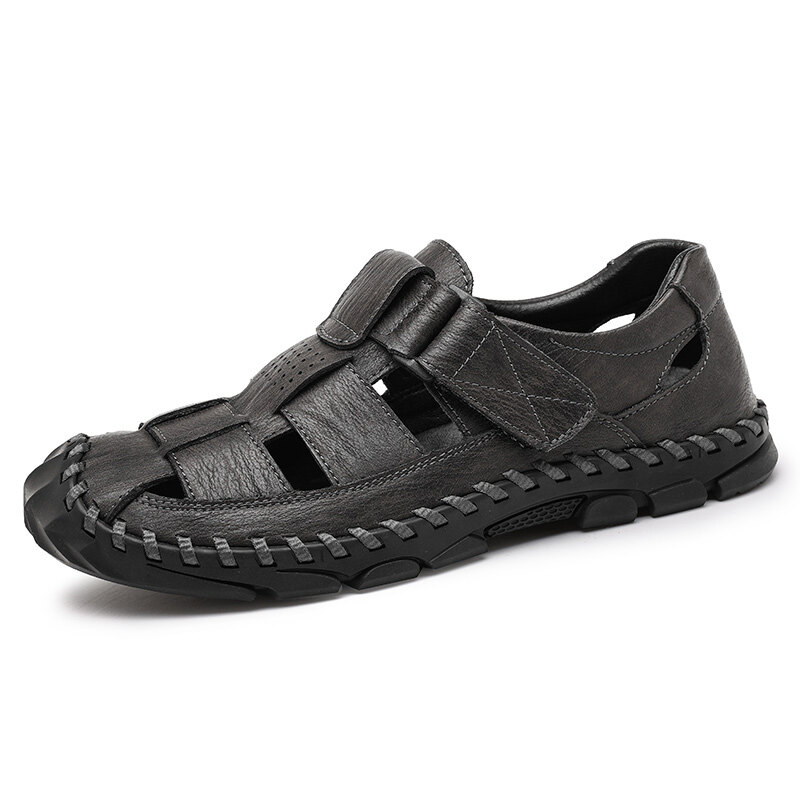 YCAMEL Summer Men Casual Sandals Genuine Leather Mens Slippers Italian Brand Mens Leather Clogs Designer Roman Sandals