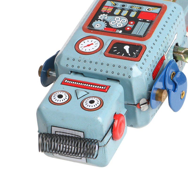 Vintage Wind-Up Tin Robot - Retro Collectible Clockwork Toy